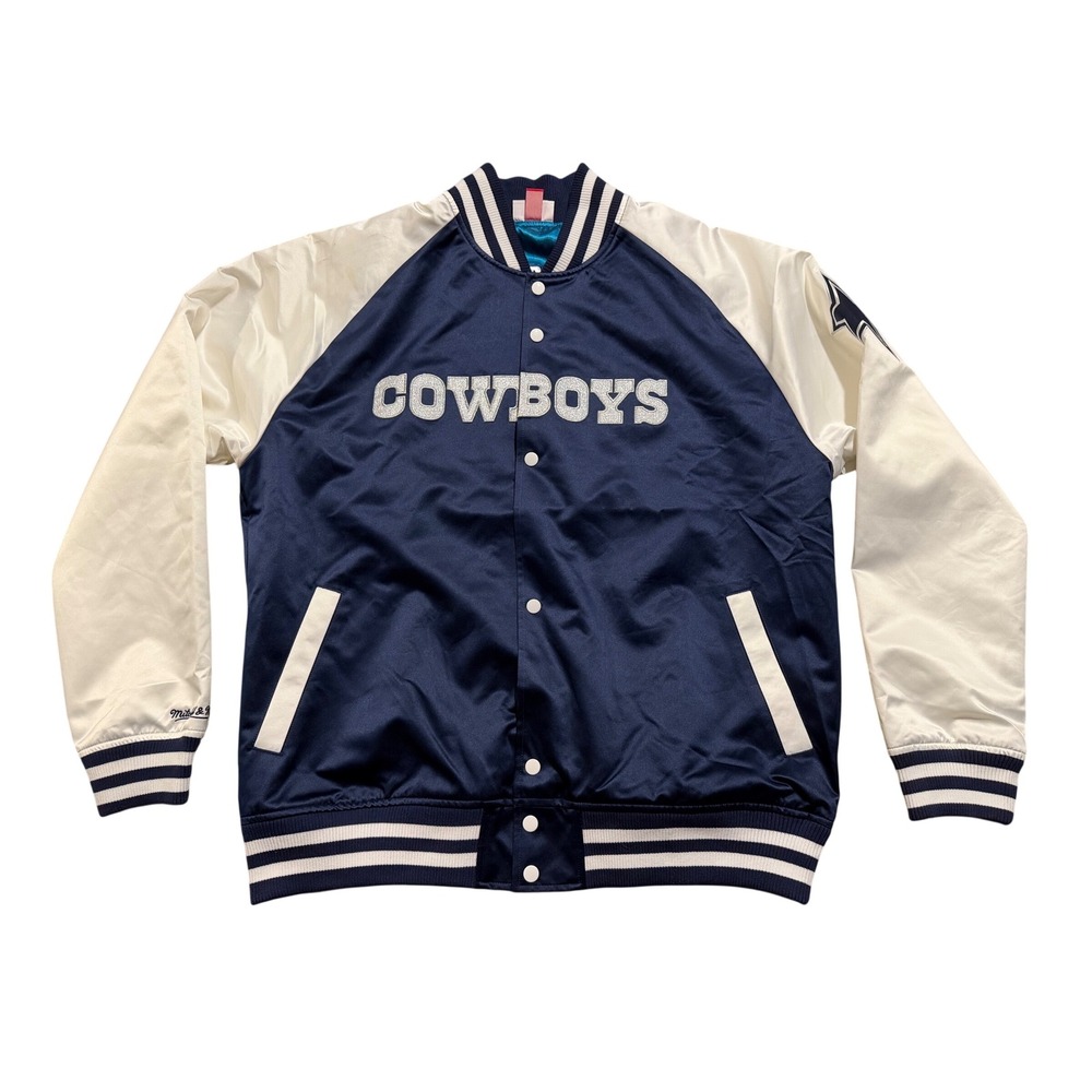 Mitchell & Ness Dallas Cowboys Jacket Mens XL Blue NEW Satin Varsity Throwback